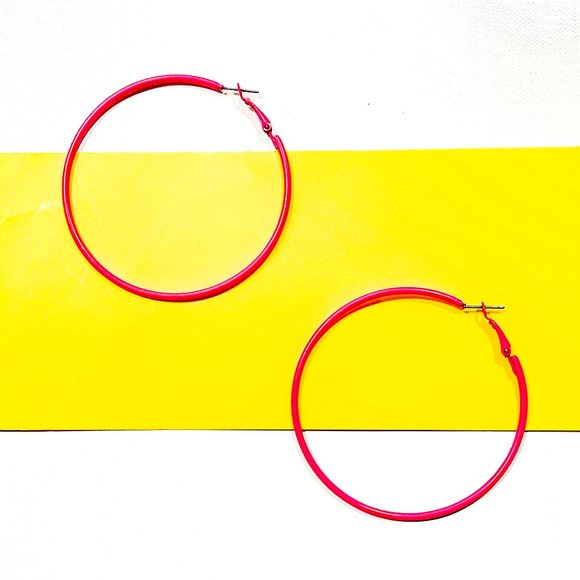 Hoop earrings [ Hot Pink ] - Picture 2 of 3